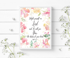 Delight Yourself in the Lord Scripture Wall Art - Bible Verse Prints