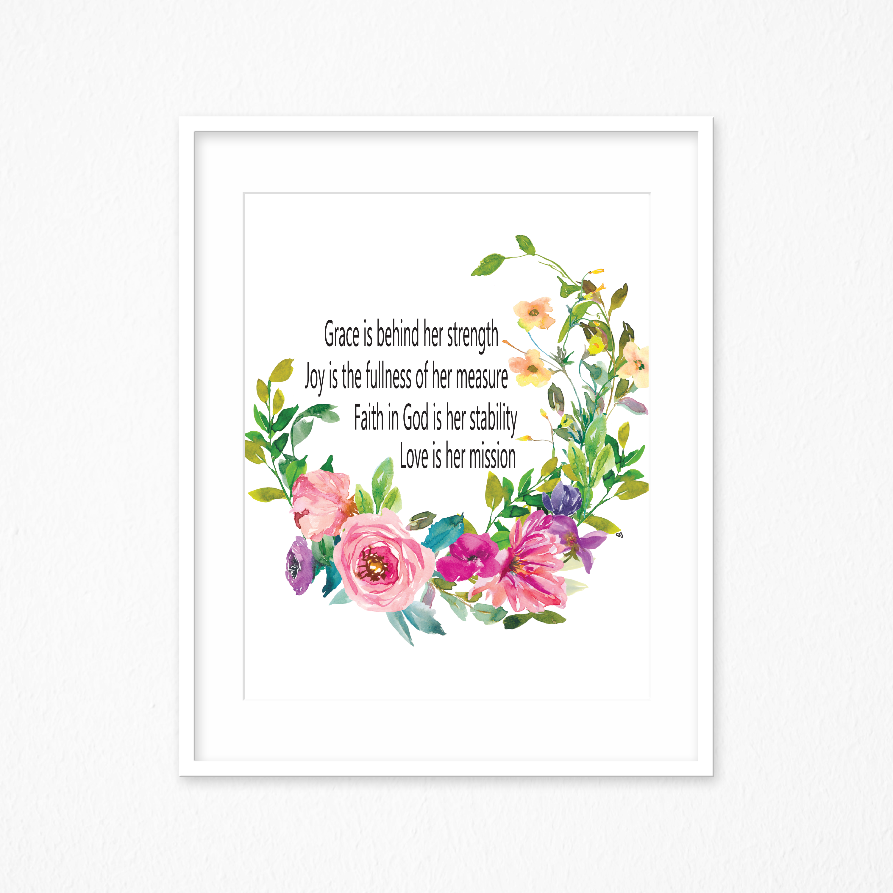 Bible Verse Print, Scripture Printable, Scripture Wall Decor, Grace is Her Strength Sign