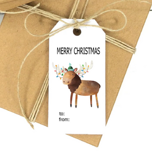 Reindeer Moose Christmas Favor Tag