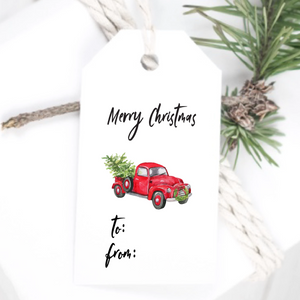 Red Truck Christmas Gift Tag