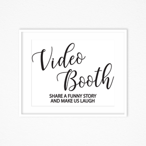 Video Booth Printable Wedding Signs